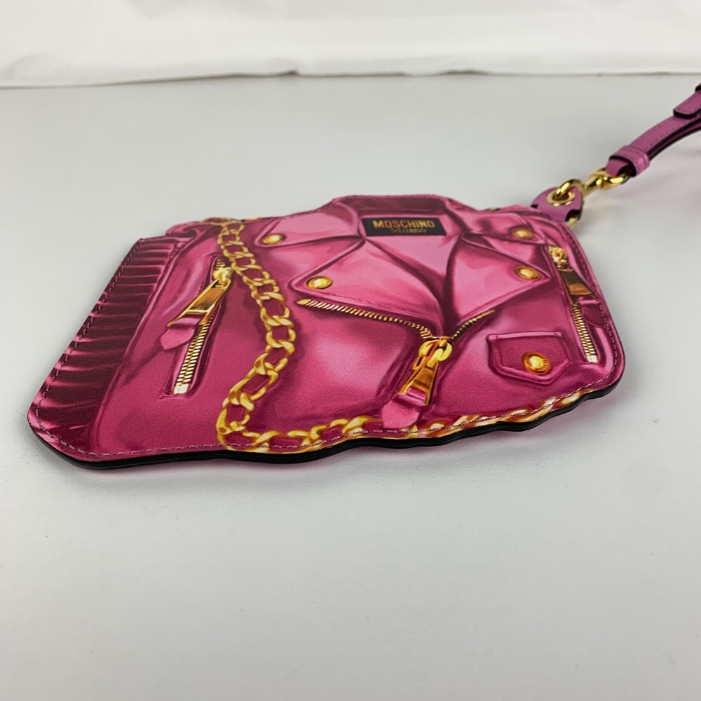 New Moschino Printed Leather Jacket Wristlet - Picture 5 of 6